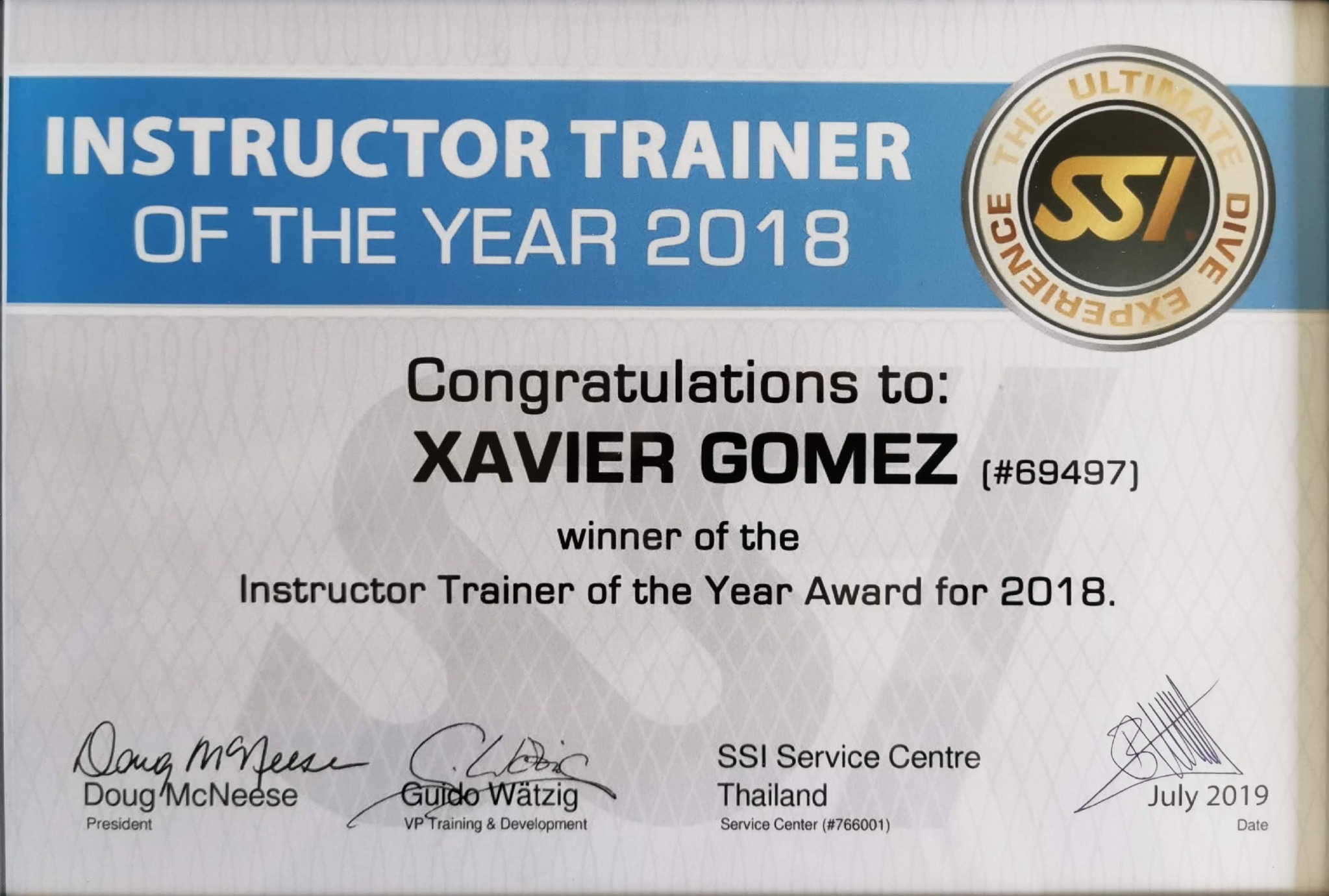 Instructor Trainer of the Year 2018 SSI